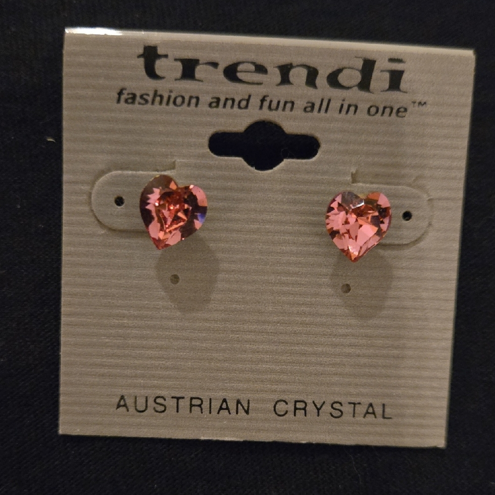 Pink Heart Crystal Earrings